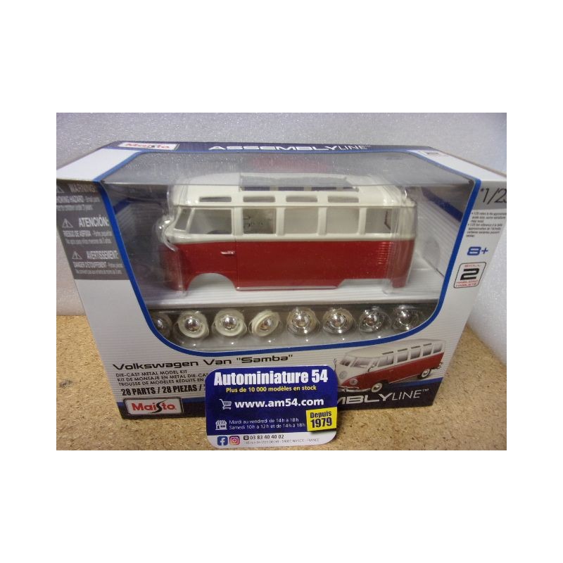 Volkswagen Combi Van Samba Red - White Kit 39956kit Maisto 1.24