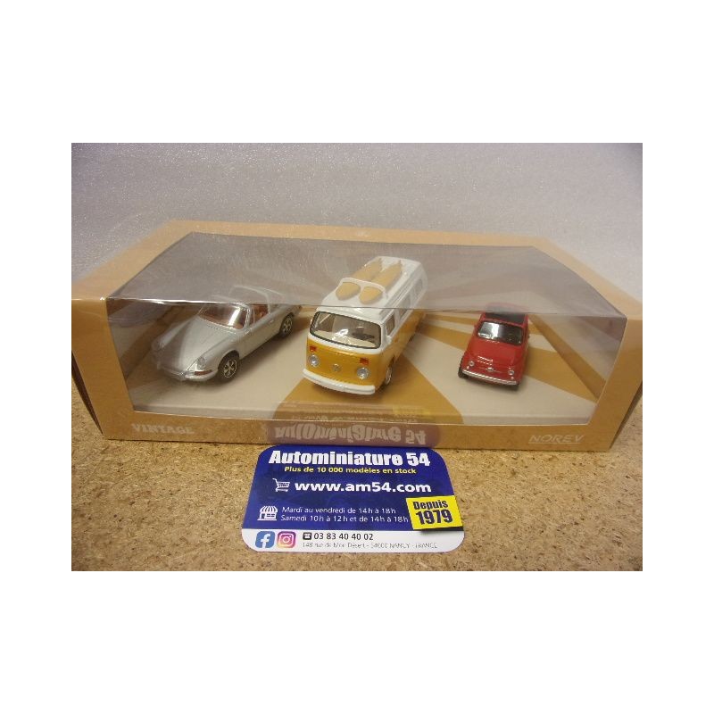 Coffret Vintage Porsche targa + Combi VW + Fiat 500 750053 Norev  Jet Car