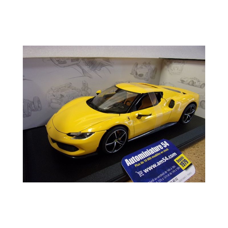 Ferrari 296 GTB Hybrid 380HP V6 Yellow 2021 BU16018Y Bburago Race&Play