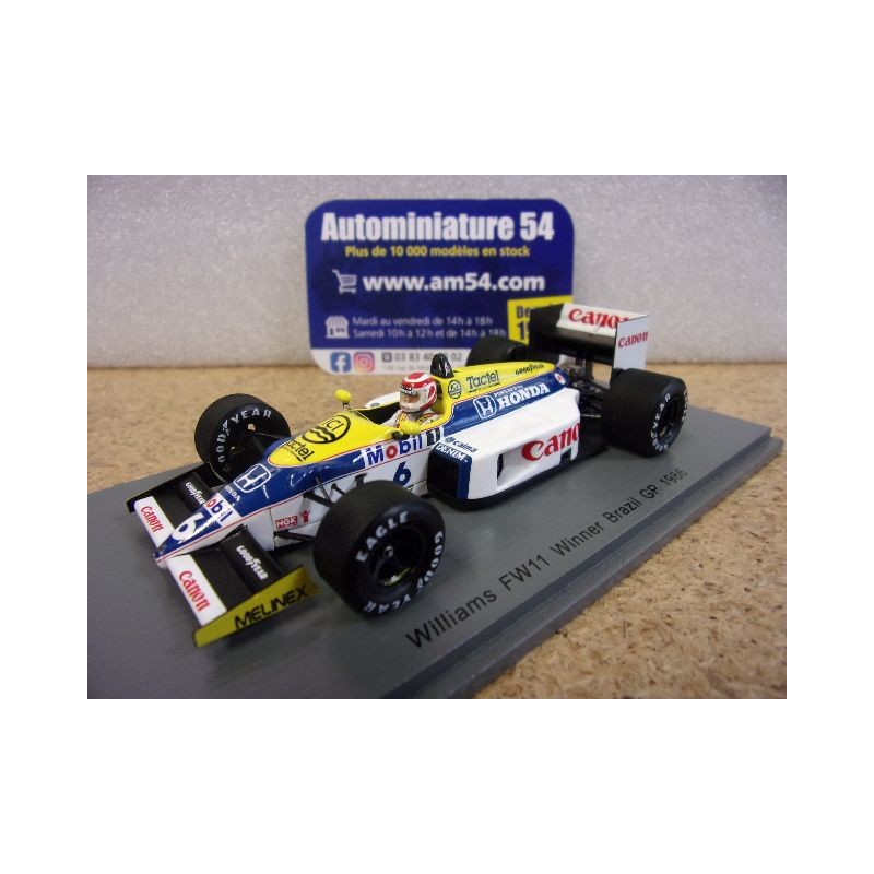 1986 Williams FW11 n°5 Nelson Piquet 1st Winner Brazil GP S7480 Spark Model