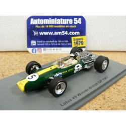 1967 Lotus 49 n°5 Jim Clark 1st Winner British GP S6362 Spark Model