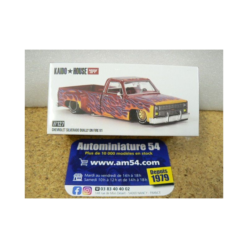 Chevrolet Silverado Dually On Fire V1 Kaido works KHMG127 True Scale Miniatures MinGT