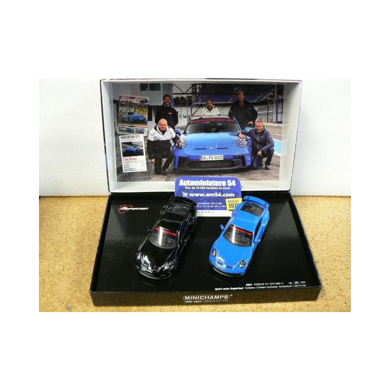 Porsche 911 - 992 GT3 2021 black - Blue Coffret GT3 1999 - 2024  412069200 Minichamps