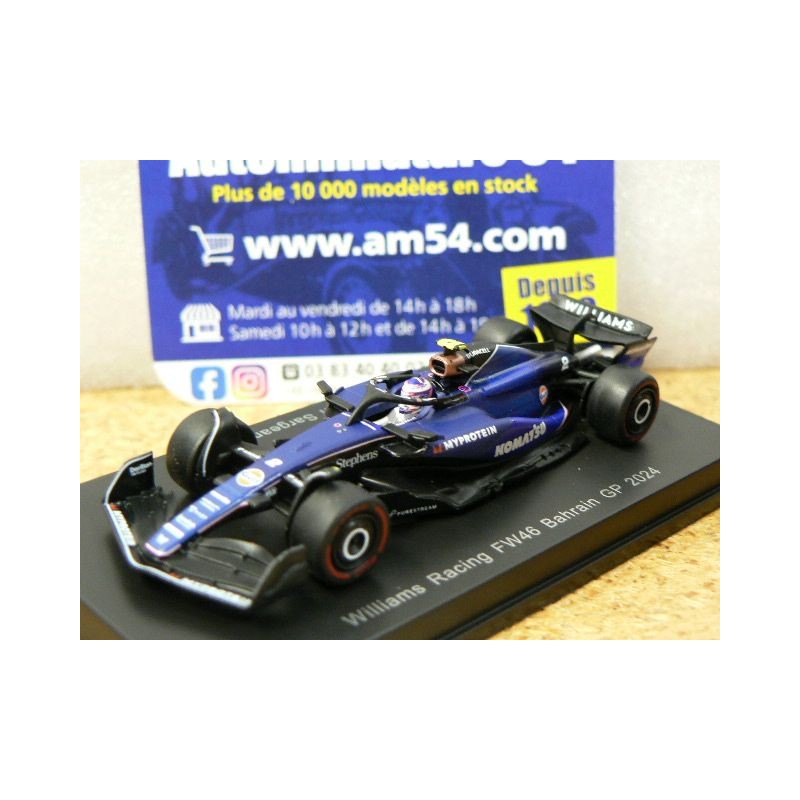 2024 Williams F1 FW46 n°2 Sargeant Bahrain GP Y376 Spark Model Sparky 1.64